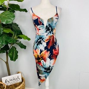 COLORFUL V NECK SPAGHETTI STRAP DRESS